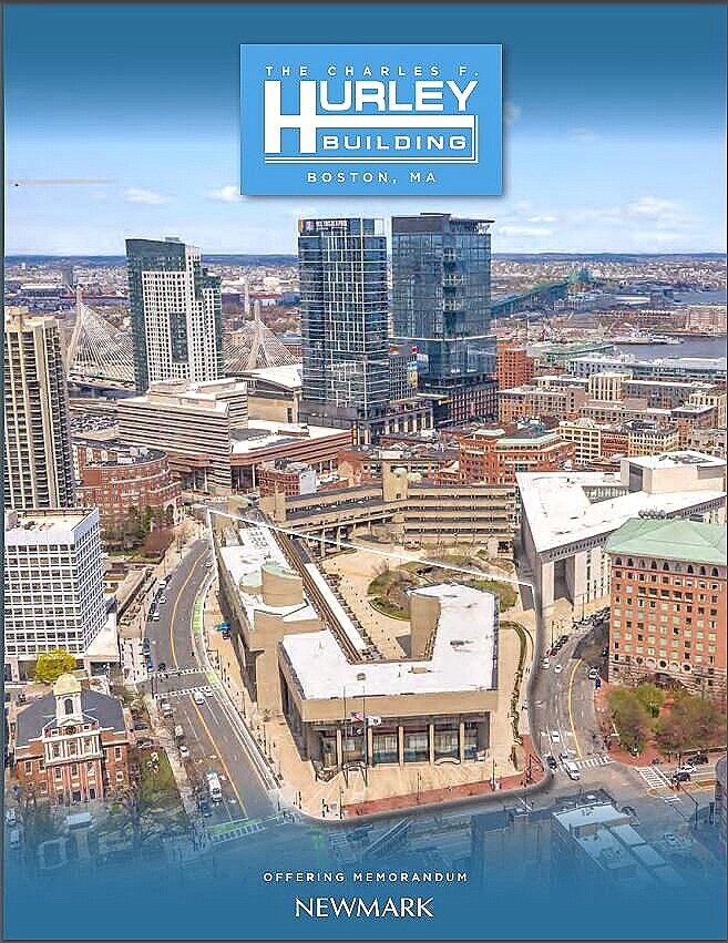 The cover of the recently issued OFFEREING MEMORANDUM: an extensive booklet which gives an overview of the Boston Government Service Center’s HURLEY BUILDING site as a development opportunity.