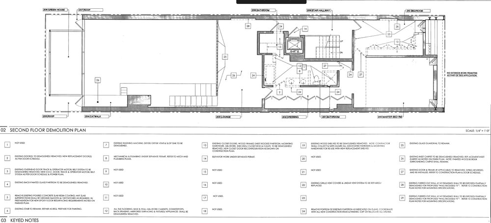 Second Floor - Demolition Plan. Drawing by Atmosphere Design Group, from the NYC DOB.